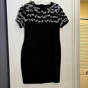 Carole Little Black Dress with Black and White Accents